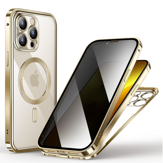 Tok iPhone 13 Pro Max készülékhez, Privacy Dual Glass, MagSafe-hoz, arany