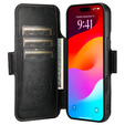 2 az 1-ben flip tok iPhone 17 Pro Max készülékhez, SUTENI, MagSafe-hoz, fekete