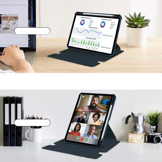 Billentyűzet tok iPad Pro 11" 2024 (5 gen.), Rotary 360° Leather, sötétkék