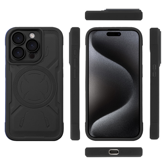 Tok iPhone 15 Pro Max, ERBORD Armor Mag, fekete