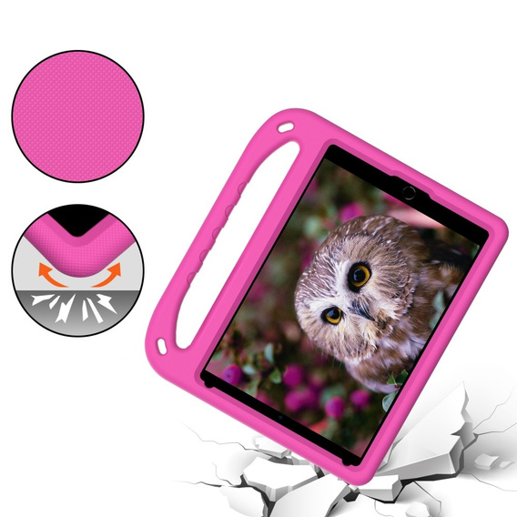 Gyermek tok iPad 10.2 2021 / 2020 / 2019, fogantyúval, rózsaszín