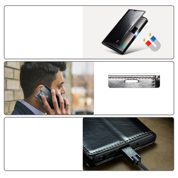 CASEME flip tok Samsung Galaxy Note 10 Plus, Waxy Textured, fekete