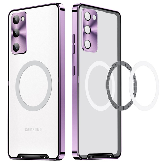 Kameravédő tok Samsung Galaxy S20 FE, CamShield MagSafe, átlátszó / lila