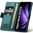 Tok Oppo Reno 13F / Oppo Reno 13FS, ERBORD Glossy Litchi, pénztárca patenttal, zöld