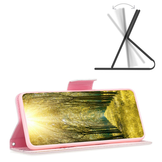 Pattintható tok a Xiaomi Redmi Note 12 4G, Wallet, giraffe, rózsaszín