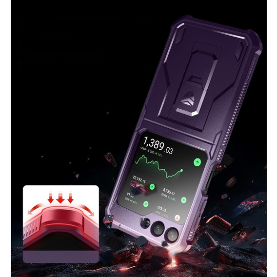 Páncélozott tok Samsung Galaxy Z Flip 5 5G készülékhez, Dexnor Clip Holder, lila