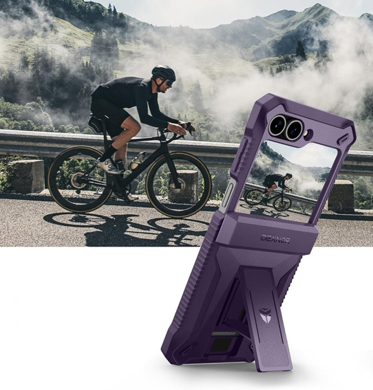 Páncélozott tok Samsung Galaxy Z Flip7 FE / Z Flip6 készülékhez, Dexnor Clip Holder, lila