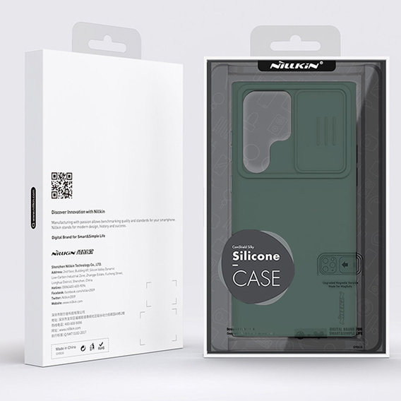 NILLKIN tok Samsung Galaxy S23 Ultra, szilikon CamShield tok MagSafe-hoz, zöld