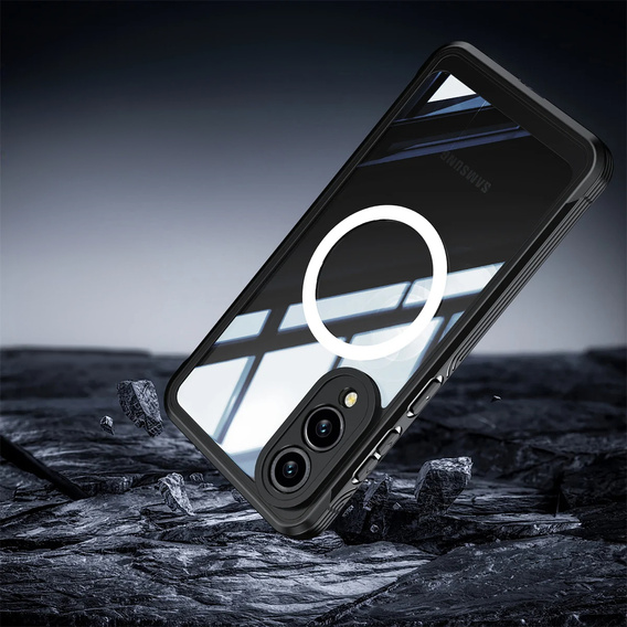 Tok Samsung Galaxy S25 Edge-hoz, Shockproof, üveggel, MagSafe-hoz, fekete
