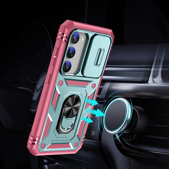 Telefontok a Samsung Galaxy S23, CamShield Slide, zöld / rózsaszín