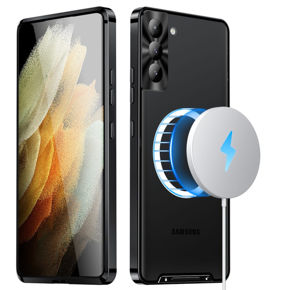 Kameravédő tok Samsung Galaxy S21 FE 5G, CamShield MagSafe, átlátszó / fekete