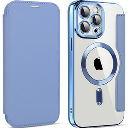 Pattintható tok a iPhone 14 Pro Max, RFID Wallet MagSafe CamShield, kék