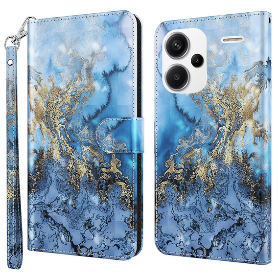 Pattintható tok a Xiaomi Redmi Note 13 Pro+, Wallet, Marble kék