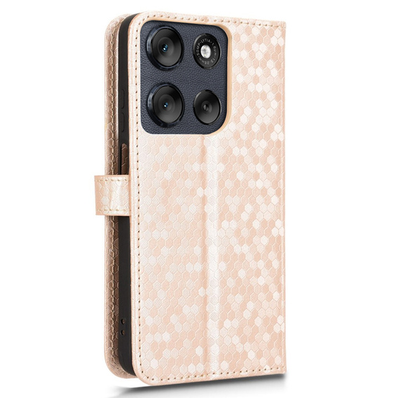 Flap tok Motorola Moto G56 5G, Wallet Rhombus, arany