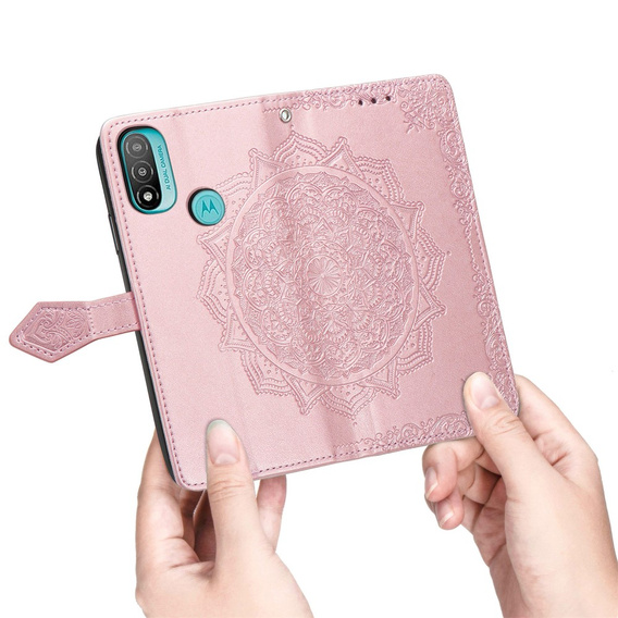 Pattintható tok a Motorola Moto E20/E30/E40, Mandala, rózsaszín rose gold