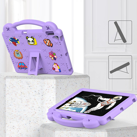 Gyermek tok iPad 10.2" 2021/2020/2019 (9/8/7 gen.) / Air 10.5" 2019 (3 gen.), Cute Patterns, állvánnyal, lila
