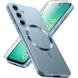 Tok Samsung Galaxy A26, ColorMag, MagSafe-hoz, kék + 9H edzett üveg