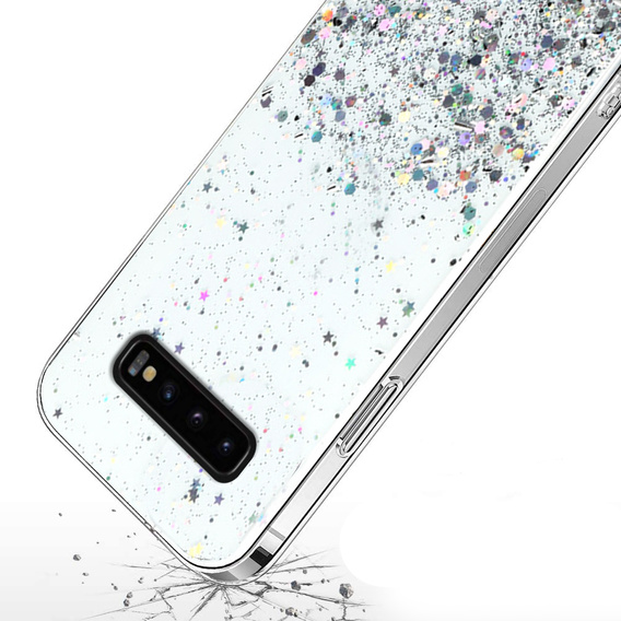 Telefontok a Samsung Galaxy S10 Plus, Glittery, átlátszó
