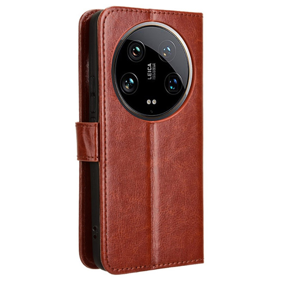 Pattintható tok a Xiaomi 14 Ultra, Crazy Horse Wallet, barna