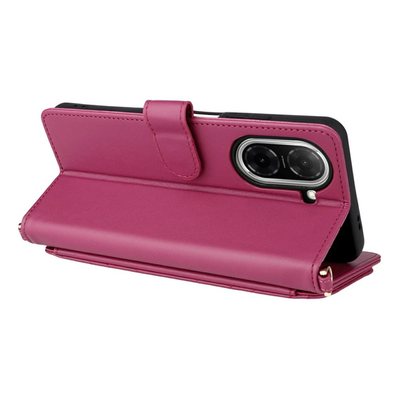 Tok patenttal a Xiaomi Redmi A5-hez, Crossbody Leather Wallet, bordó