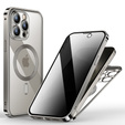 Tok iPhone 15 Pro Max készülékhez, Privacy Dual Glass, MagSafe-hoz, ezüst
