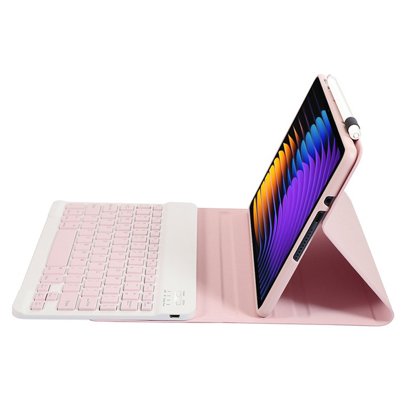 Bluetooth billentyűzetet tartalmazó tok Xiaomi Pad 7 / Xiaomi Pad 7 Pro készülékhez, rózsaszínű