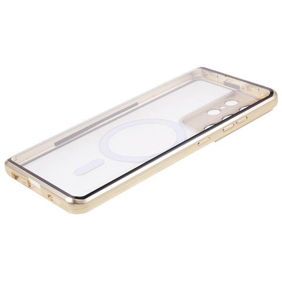 Magnetic Dual Glass MagSafe tok Samsung Galaxy S21 Ultra, arany