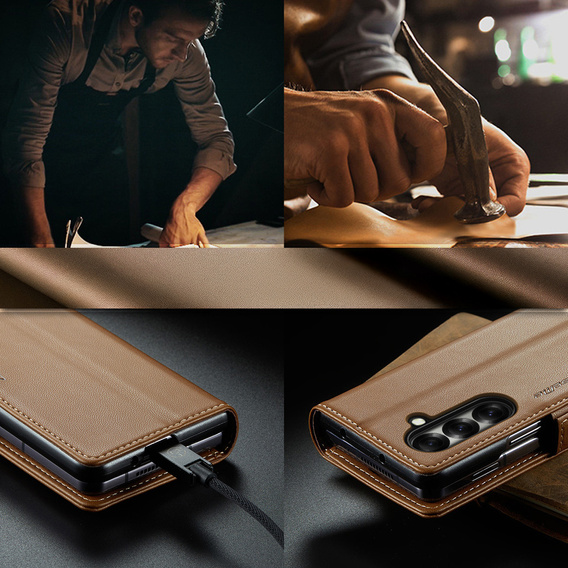 CASEME Litchi pénztárca flip tok Samsung Galaxy Z Fold7 5G számára