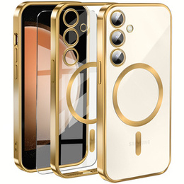 Tok Samsung Galaxy S23 FE-hoz, Electro MagSafe, arany + üveg a képernyőhöz