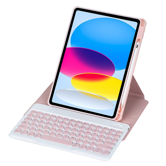 Billentyűzet tok iPad 11" 2025 A16 (11 gen.) / iPad 10.9" 2022 (10 gen.), Rotary 360° Leather, rózsaszín rose gold