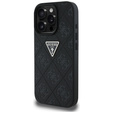 Guess Grained Hot Stamp 4G háromszög alakú fém tok iPhone 16 Pro Max készülékhez