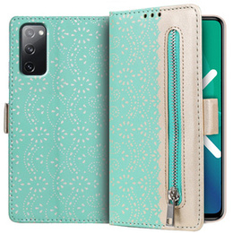 Flap tok Samsung Galaxy S20 FE/5G, Wallet Pocket Zipper Lace, zöld