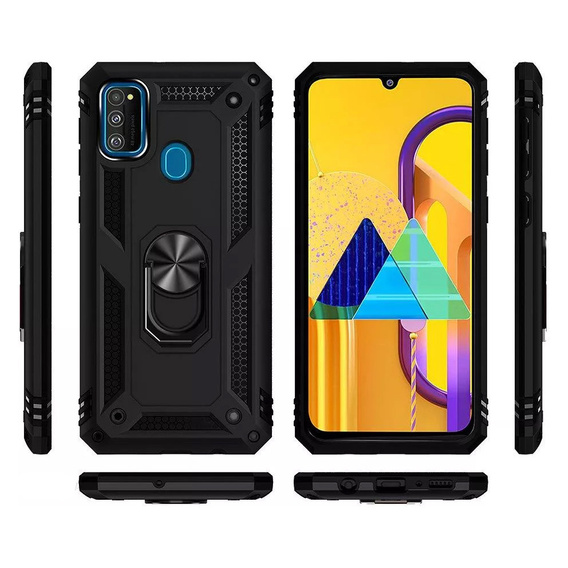 Páncélozott telefontok a Samsung Galaxy M21, Nox Case Ring, fekete