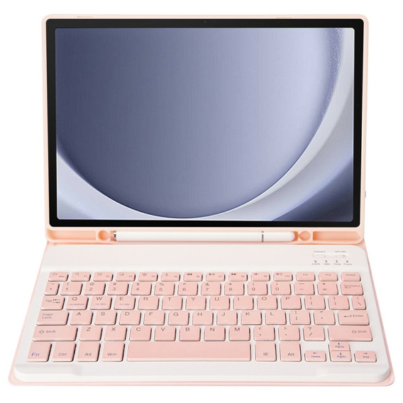 Tok + billentyűzet Samsung Galaxy Tab A9+, Leather Pen Slot, rózsaszín rose gold
