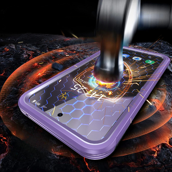 Tok Samsung Galaxy S25-hoz, Shockproof, üveggel, MagSafe-hoz, lila