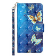 Pattintható tok a Xiaomi Redmi 13C / Poco C65, Wallet, Butterflies kék
