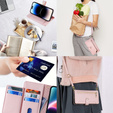 Pattintható tok a iPhone 14 Pro Max, Wallet Zipper Pocket, rózsaszín