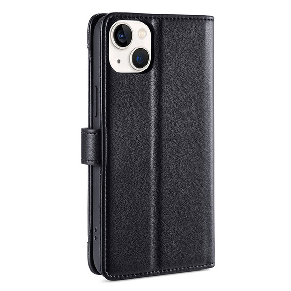 Pattintható tok a iPhone 14, Wallet Zipper Pocket, fekete