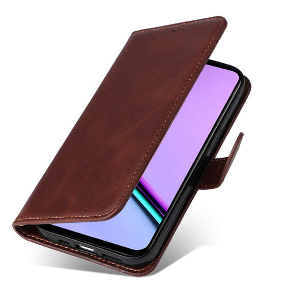 Pattintható tok a Realme C67, Leather Wallet, barna