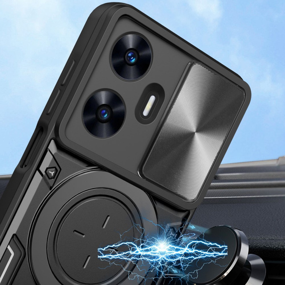 Páncélozott tok Realme C55, CamShield Slide, fekete
