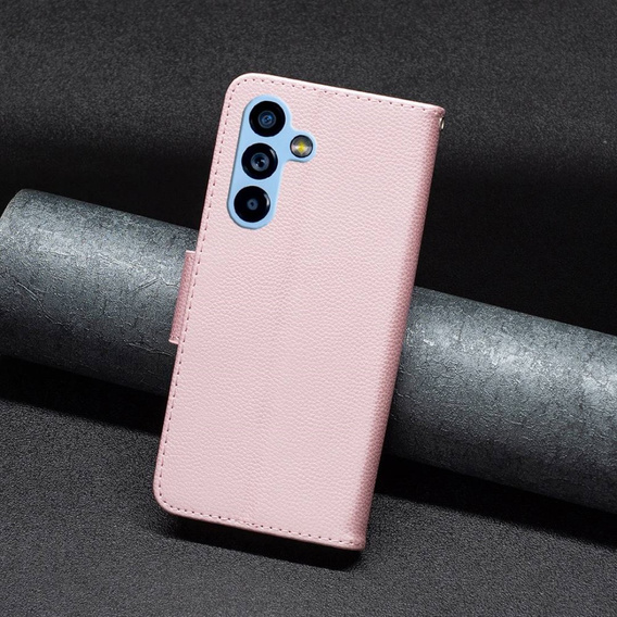 Pattintható tok a Samsung Galaxy A54 5G, Wallet Litchi Magnet, rózsaszín rose gold
