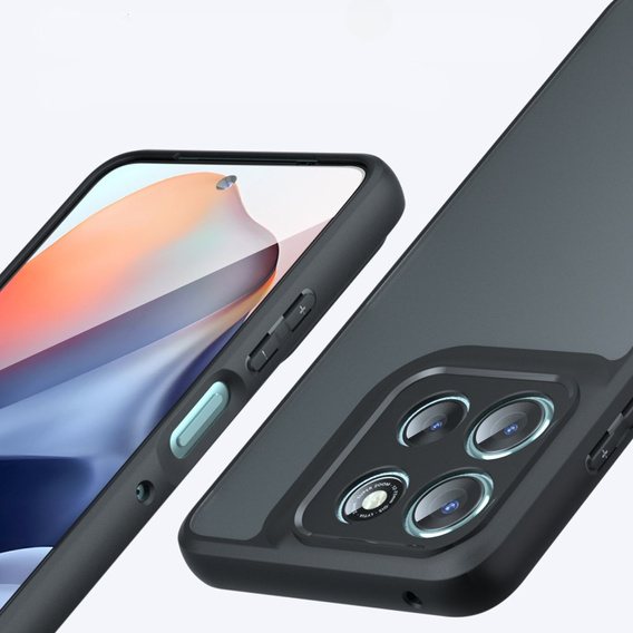 Tok Xiaomi Redmi 15 5G / 4G, kameravédelemmel, átlátszó, fekete oldallapokkal