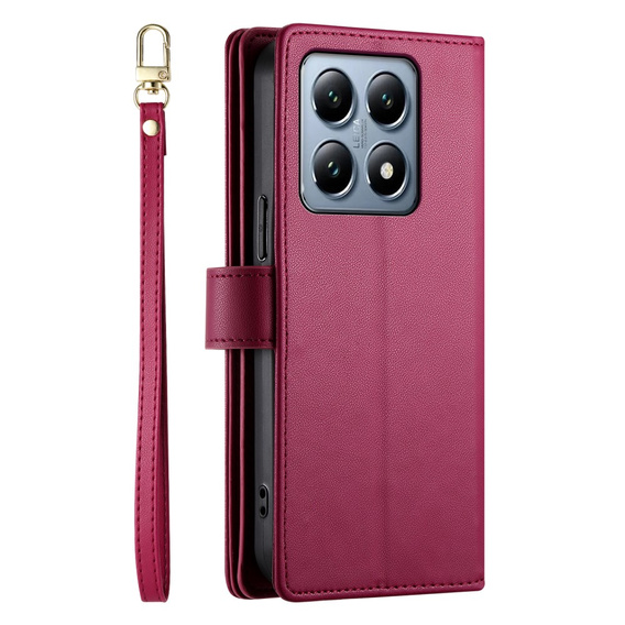 Pattintható tok a Xiaomi 14T Pro, Wallet Zipper Pocket, piros