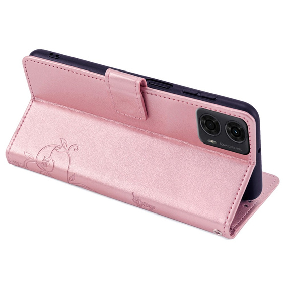 Pattintható tok a Motorola Moto E14, Butterfly, rózsaszín rose gold
