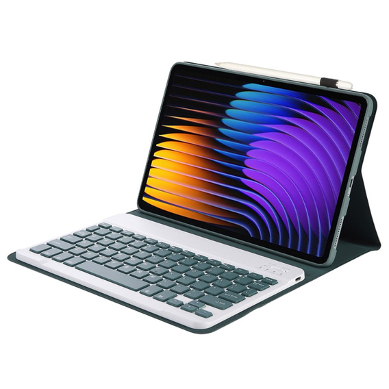 Bluetooth billentyűzetet tartalmazó tok Xiaomi Pad 7 / 7 Pro készülékhez, zöld színű