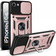 Páncélozott tok iPhone 16E, CamShield Slide, rózsaszín + edzett üveg 9H