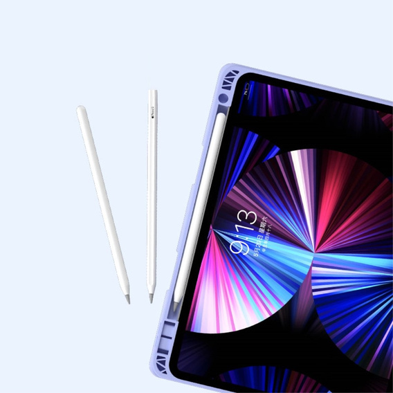 Tok + billentyűzet iPad 10.2 2021 / 2020 / 2019 / Air 10.5 2019, Leather Pen Slot TouchPad, lila