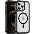 Tok kerettel iPhone 12/12 Pro készülékhez, MagSafe-hoz, átlátszó / fekete