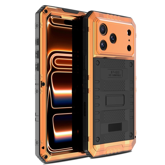 IP68 vízálló tok iPhone 17 Pro Max készülékhez, narancssárga