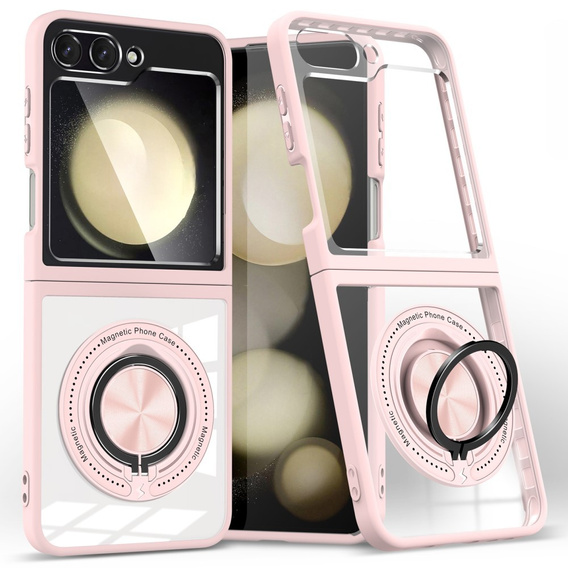 Tok Samsung Galaxy Z Flip7 FE / Z Flip6, Corners Dropproof, MagSafe-hoz, átlátszó / rózsaszín